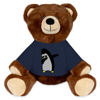 pinguin dabbing 02 - MiniFeet® RecycelBär® Braun - French Navy - Vorne