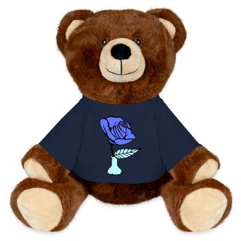 Schöne Rose Vase Blüte Blatt Röschen Romantisch - MiniFeet® RecycelBär® Braun - French Navy - Vorne