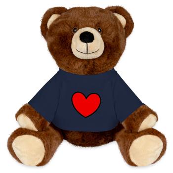 Saint-Valentin cœur rouge, st.valentin - Nounours RecycelBär® marron - bleu marine - Devant