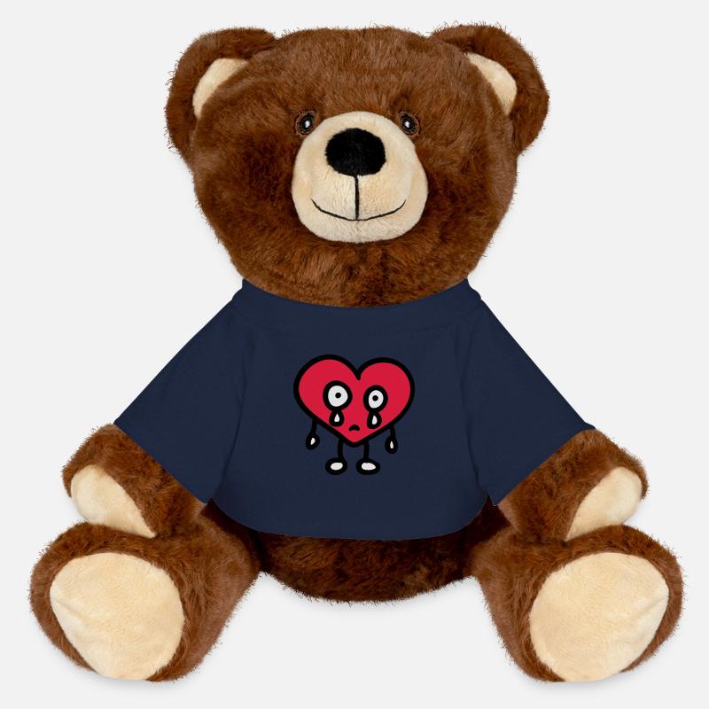 pleurant coeur 3 - Nounours RecycelBär® marron - bleu marine