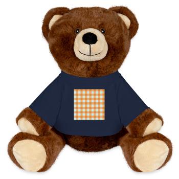 Retro 70's Buffalo Plaid Pattern in turquoise - MiniFeet® RecycelBär® Teddy Bear Brown - french navy - Front