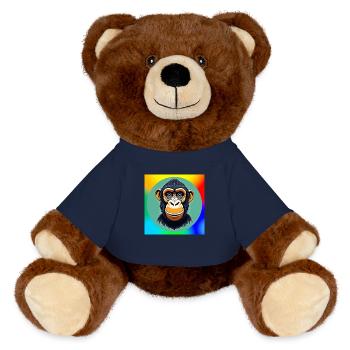 Chimpanzee Cartoon - MiniFeet® RecycelBär® Teddy Bear Brown - french navy - Front