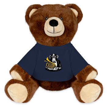 Horn in Monkey Orchestra Street Art Banksy Style - MiniFeet® RecycelBär® Teddy Bear Brown - french navy - Front