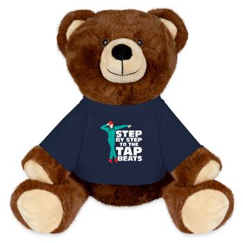 Step By Step To The Tap Beats Tap Dance Tap Dancer - MiniFeet® RecycelBär® Teddy Bear Brown - french navy - Front
