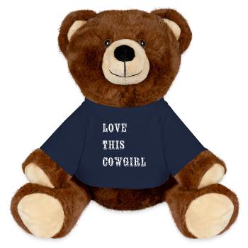 Cowboy, Valentinstag, Partnerlook, passendes Paar - MiniFeet® RecycelBär® Braun - French Navy - Vorne