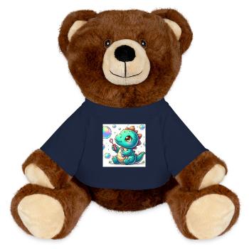 Dino petit avec bulles de savon - Nounours RecycelBär® marron - bleu marine - Devant