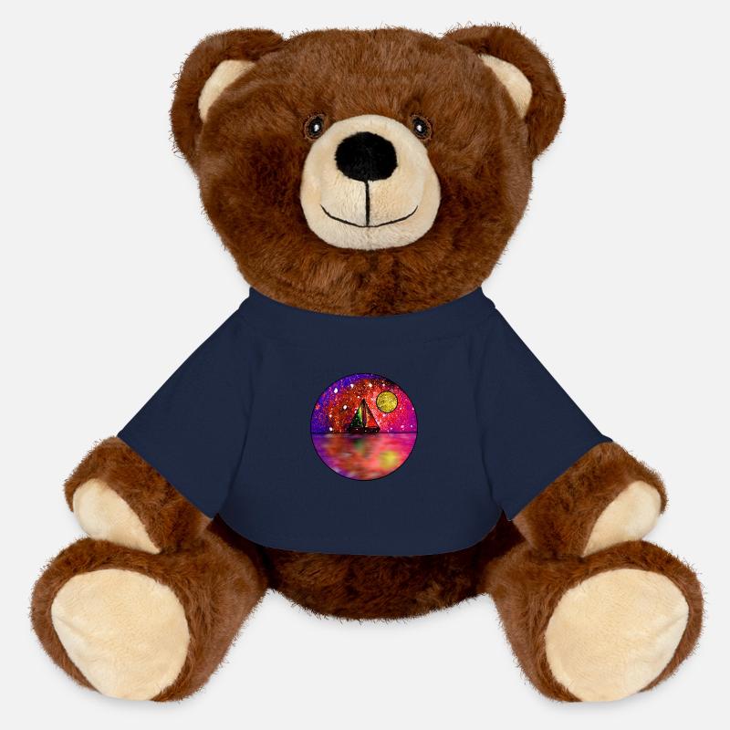 Scène de navigation cosmique - Nounours RecycelBär® marron - bleu marine