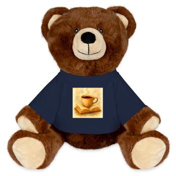 Buch und Kaffee - MiniFeet® RecycelBär® Braun - French Navy - Vorne