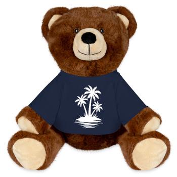 Palm Tree Island Strand-Liebhaber-Geschenk - Sommer-Geschenk - MiniFeet® RecycelBär® Braun - French Navy - Vorne