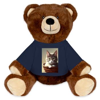 Mignon bébé chat - Nounours RecycelBär® marron - bleu marine - Devant