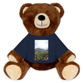 Mountain Mountains Mountain Landscape Poster - MiniFeet® RecycelBär® Teddy Bear Brown - french navy - Front