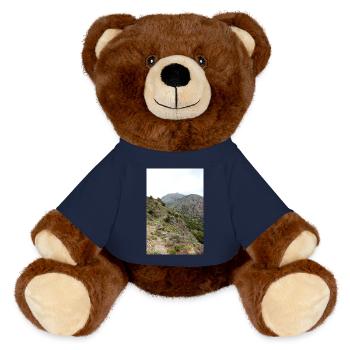 Mountain Mountains Mountain Landscape Poster - MiniFeet® RecycelBär® Teddy Bear Brown - french navy - Front