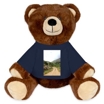 Mountain Mountains Mountain Landscape Poster - MiniFeet® RecycelBär® Teddy Bear Brown - french navy - Front