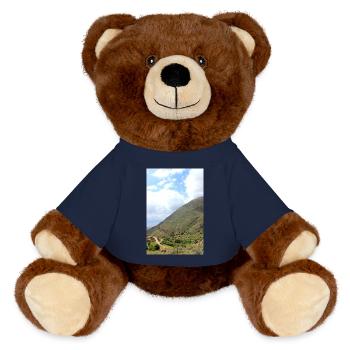 Mountain Mountains Mountain Landscape Poster - MiniFeet® RecycelBär® Teddy Bear Brown - french navy - Front