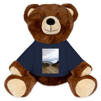 Mountain Mountains Mountain Landscape Poster - MiniFeet® RecycelBär® Teddy Bear Brown - french navy - Front