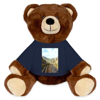 Mountain Mountains Mountain Landscape Poster - MiniFeet® RecycelBär® Teddy Bear Brown - french navy - Front