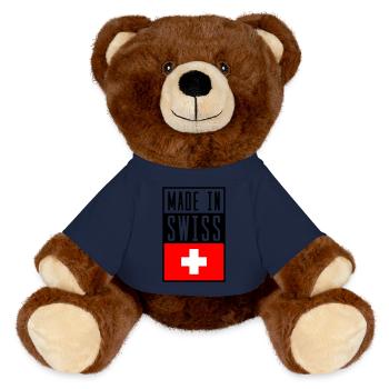swiss made in - MiniFeet® RecycelBär® Braun - French Navy - Vorne
