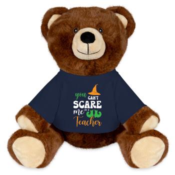 You Cant Scare Me I Am Teacher - MiniFeet® RecycelBär® Braun - French Navy - Vorne