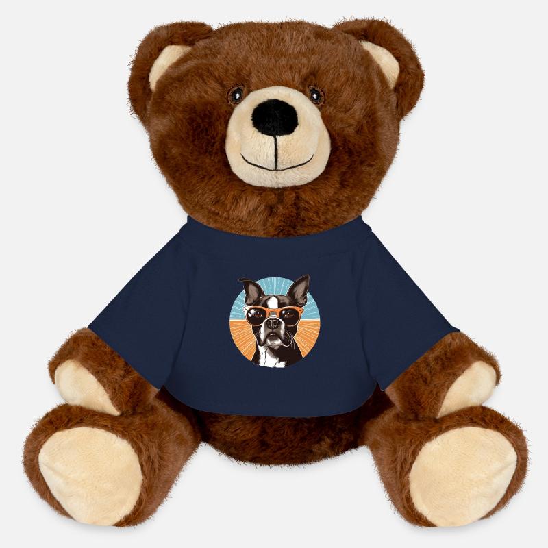Boston Terrier - MiniFeet® RecycelBär® Teddy Bear Brown - french navy
