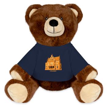 Stolzenau Town Hall Nienburg Weser Lower Saxony - MiniFeet® RecycelBär® Teddy Bear Brown - french navy - Front