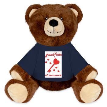 Big Brother in Love - MiniFeet® RecycelBär® Teddy Bear Brown - french navy - Front