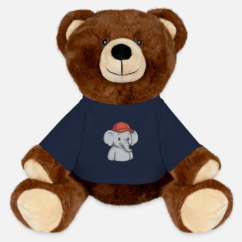 Éléphant avec bonnet rouge – Cute Street Style - Nounours RecycelBär® marron - bleu marine