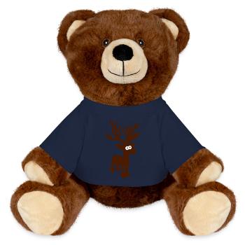 niedlicher Elch Karibu Rentier schnee ski - MiniFeet® RecycelBär® Braun - French Navy - Vorne