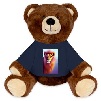 Comic Cartoon Zeichnung einer queeren Löwin - MiniFeet® RecycelBär® Braun - French Navy - Vorne