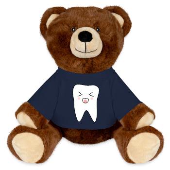 Tooth, teeth, dentist - MiniFeet® RecycelBär® Teddy Bear Brown - french navy - Front