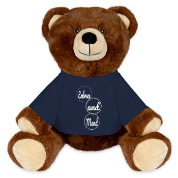 Statement Happy Fun Humor Support Network Cool - MiniFeet® RecycelBär® Teddy Bear Brown - french navy - Front
