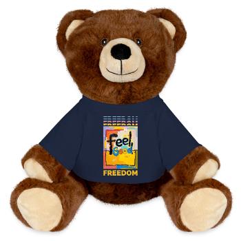 Freedom feel good freedom - MiniFeet® RecycelBär® Teddy Bear Brown - french navy - Front