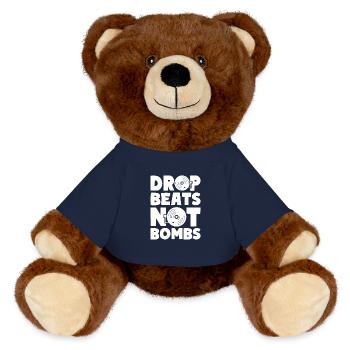Drop Beats Not Bombs House Musique Techno - Nounours RecycelBär® marron - bleu marine - Devant