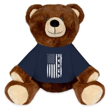 Flag USA Texas State Gift - MiniFeet® RecycelBär® Teddy Bear Brown - french navy - Front