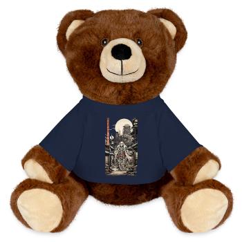 Edo Ukiyo-E Skeleton Yokai Vintage Streetwear - MiniFeet® RecycelBär® Teddy Bear Brown - french navy - Front