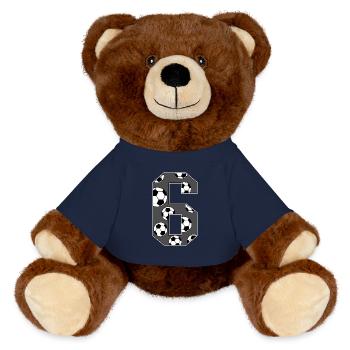 6 Anniversaire Football Gris - Nounours RecycelBär® marron - bleu marine - Devant