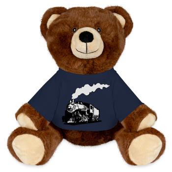 dampflok eisenbahn lokomotive romantik - MiniFeet® RecycelBär® Braun - French Navy - Vorne