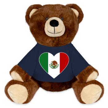 Cœur de drapeau du Mexique - Nounours RecycelBär® marron - bleu marine - Devant