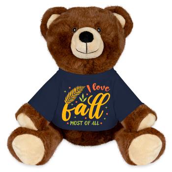 L’automne que j’aime surtout l’automne - Nounours RecycelBär® marron - bleu marine - Devant