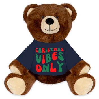 Christmas Vibes Only - MiniFeet® RecycelBär® Teddy Bear Brown - french navy - Front
