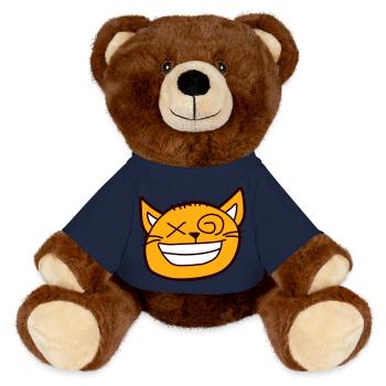 Insane Cat Squints Funny Crazy Grimace - MiniFeet® RecycelBär® Teddy Bear Brown - french navy - Front