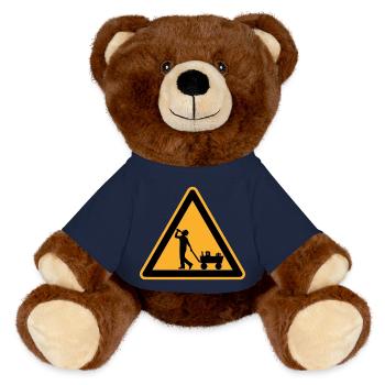 Vatertag Warnschild - MiniFeet® RecycelBär® Braun - French Navy - Vorne