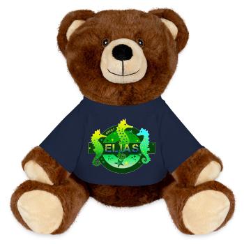 Elijah's birthday Elijah - MiniFeet® RecycelBär® Teddy Bear Brown - french navy - Front