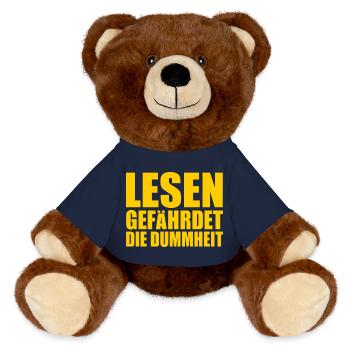 lesen gefährdet die dummheit - MiniFeet® RecycelBär® Braun - French Navy - Vorne
