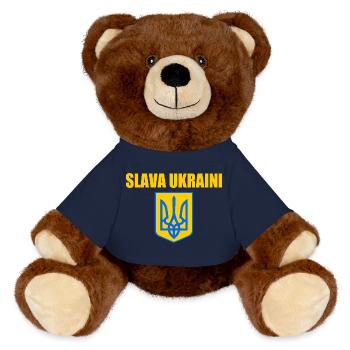 Slava ukraini - MiniFeet® RecycelBär® Teddy Bear Brown - french navy - Front