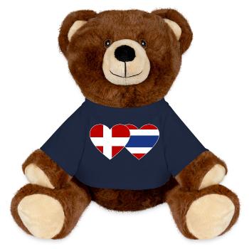 Coeur de drapeau du Danemark Thaïlande - Nounours RecycelBär® marron - bleu marine - Devant