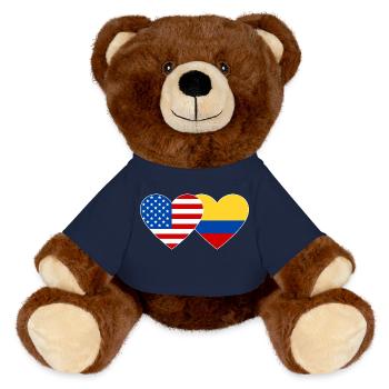 USA Colombia Flag Heart - MiniFeet® RecycelBär® Teddy Bear Brown - french navy - Front