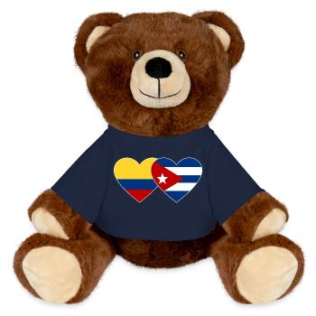 Colombia Cuba Flag Heart - MiniFeet® RecycelBär® Teddy Bear Brown - french navy - Front