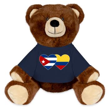 Cuba Colombia Flag Heart - MiniFeet® RecycelBär® Teddy Bear Brown - french navy - Front
