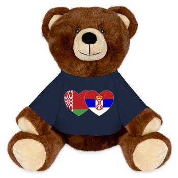 Biélorussie Serbie Drapeau Cœur - Nounours RecycelBär® marron - bleu marine - Devant