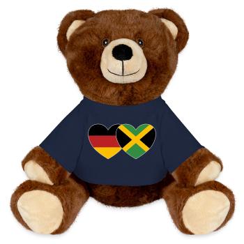 Deutschland Jamaika Flagge Herz - MiniFeet® RecycelBär® Braun - French Navy - Vorne